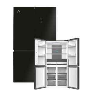 ALPHA Frigorifico Americano Pegasus Elite Pro-83, Cristal Negro, 4 Puertas, Metal Cooling, Inverter, *Alta Gama*