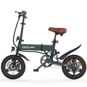 Bicicleta Eléctrica ESKUTE F200 - Motor 250W Batería 36V7.8Ah Neumáticos de 14 Freno Disco Mecánico - Verde