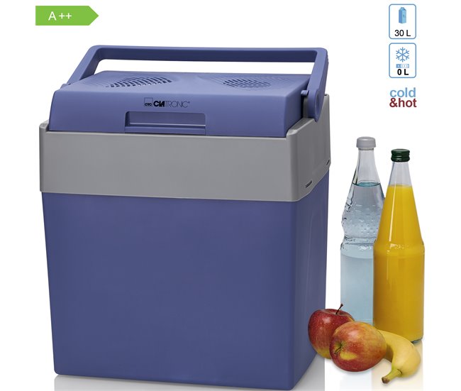 Clatronic KB 3714 Nevera Portátil Eléctrica, 28 L, Conexión 12V/220V, Enfría, Ideal Camping, Clase F, 600 , Azul