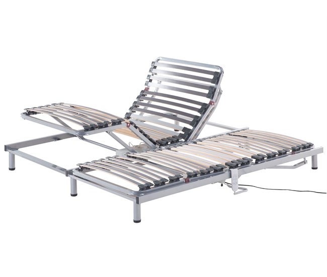 Conjunto de 2 somieres articulados eléctricos COMFORT 180 x 200 cm Plateado