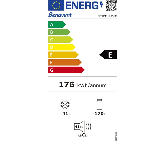 Frigorífico 2 puertas 1,43m Frío Estático BENAVENT F2PBME14355X