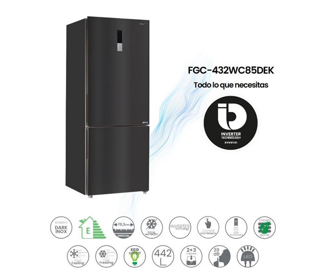 Frigorífico combi INFINITON FGC-432WC85DEK, 442 l, 185 cm, Ancho 70 cm