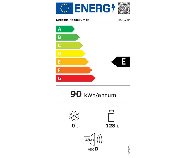Frigorífico mini 109,5cm 128L de acero inoxidable con 1 puerta,negro