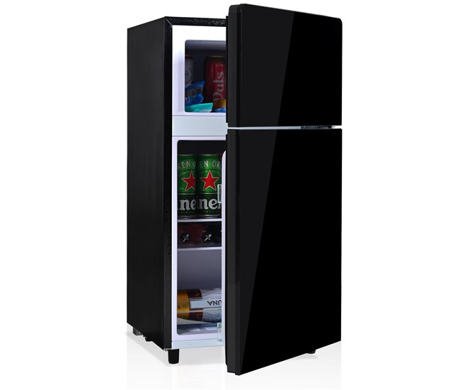 Frigorífico mini 86,5cm 72L de acero inoxidable con 2 puertas y luz led,negro