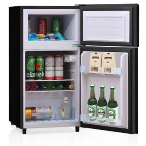 Frigorífico mini 86,5cm 72L de acero inoxidable con 2 puertas y luz led,negro