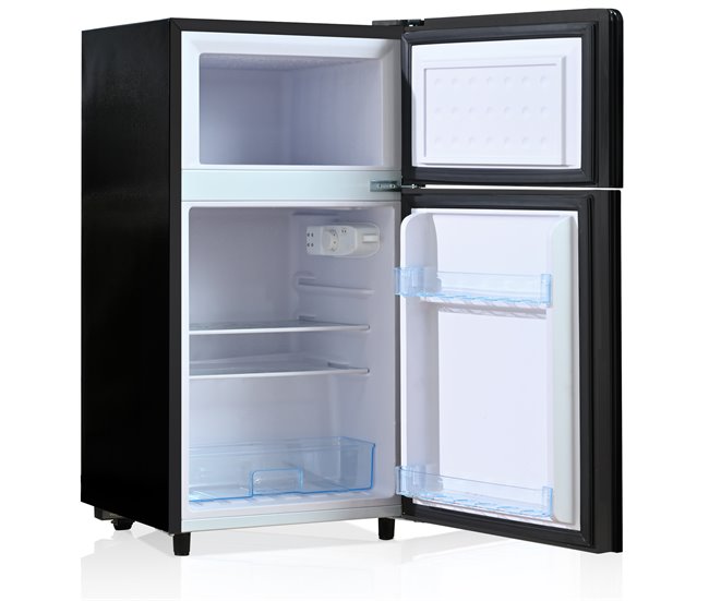 Frigorífico mini 86,5cm 72L de acero inoxidable con 2 puertas y luz led,negro