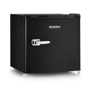 SEVERIN Mini frigorífico y congelador retro, nevera pequeña o mini congelador con regulación flexible de la temperatura, ideal para espacios pequeños, 31 litros, negro, GB 8880