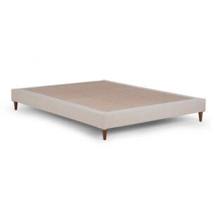 Sommier Javier Beige BUDWING - Base tapizada 140 cms, con pies de madera, con acolchado 3D